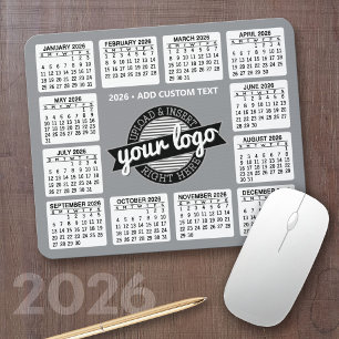 Tapis De Souris Calendrier avec logo et texte - gris et blanc