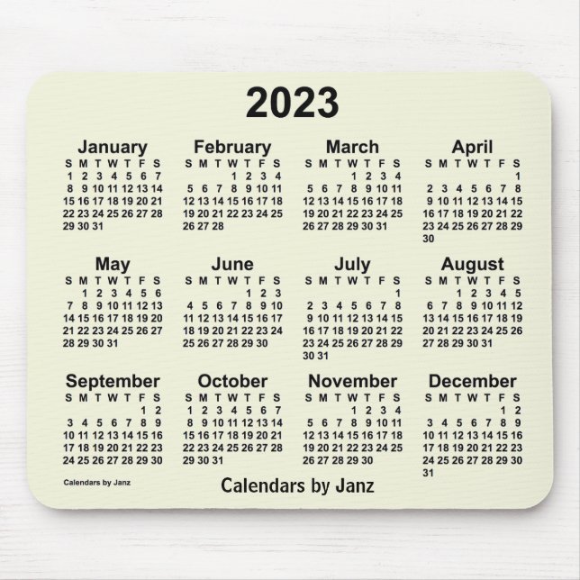 Tapis De Souris Calendrier beige 2023 par Janz Mouse Pad (Devant)