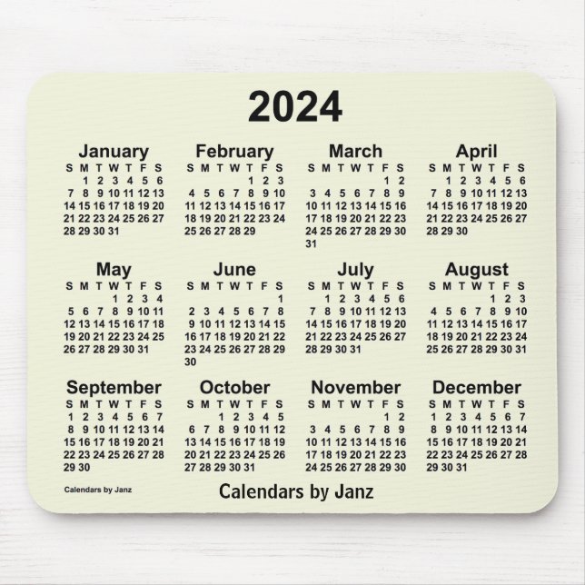 Tapis De Souris Calendrier beige 2024 par Janz Mouse Pad (Devant)