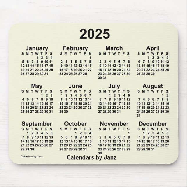 Tapis De Souris Calendrier beige 2025 par Janz Mouse Pad (Devant)