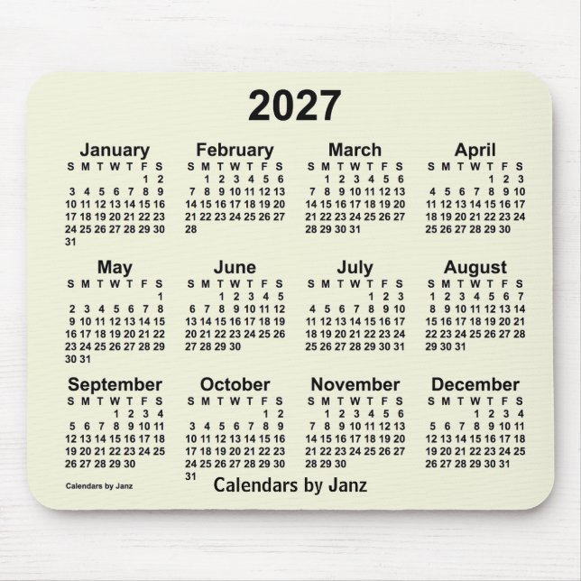 Tapis De Souris Calendrier beige 2027 par Janz Mouse Pad (Devant)
