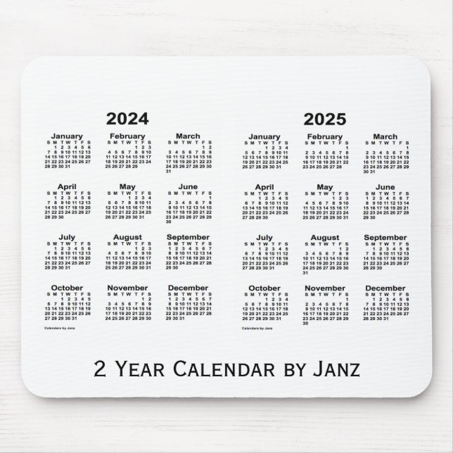 Tapis De Souris Calendrier blanc 2024-2025 par Janz Mousepad (Devant)