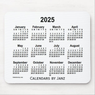 Tapis De Souris Calendrier blanc 2025 par Janz Mouse Pad