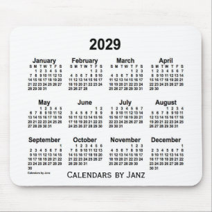 Tapis De Souris Calendrier blanc 2029 par Janz Mouse Pad