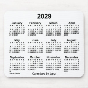 Tapis De Souris Calendrier blanc 2029 par Janz Mouse Pad
