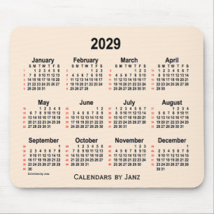 Tapis De Souris Calendrier blanc 52 semaines 2029 par Janz