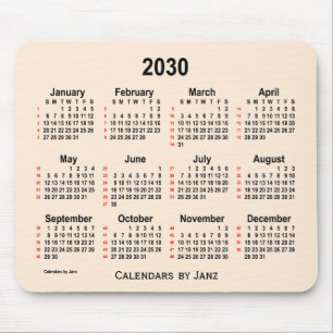 Tapis De Souris Calendrier blanc 52 semaines 2030 par Janz