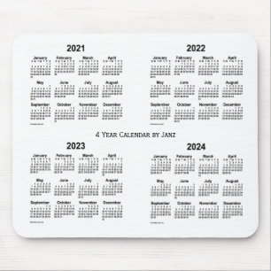 Tapis De Souris Calendrier blanc de 4 ans 2021-2024 par Janz