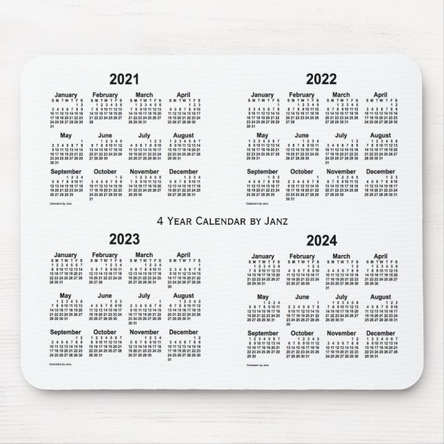 Tapis De Souris Calendrier blanc de 4 ans 2021-2024 par Janz (Devant)