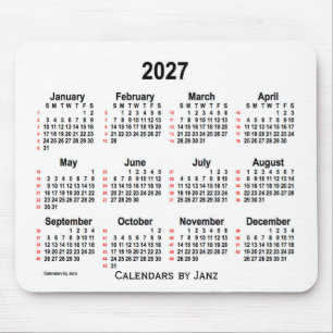 Tapis De Souris Calendrier blanc de 52 semaines 2027 par Janz