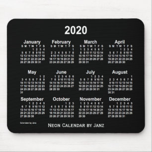Tapis De Souris Calendrier blanc de Neon 2020 par Janz