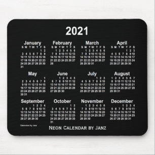 Tapis De Souris Calendrier blanc Neon 2021 par Janz