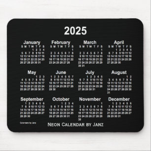Tapis De Souris Calendrier blanc Neon 2025 par Janz