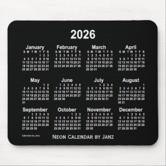 Tapis De Souris Calendrier blanc Neon 2026 par Janz