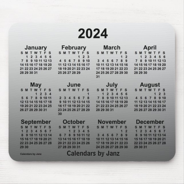 Tapis De Souris Calendrier blanc passé 2024 par Janz Mouse Pad (Devant)