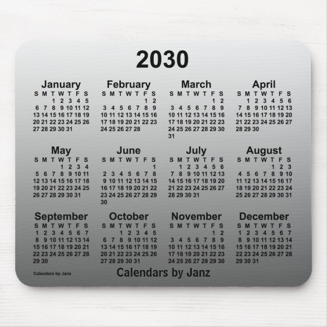 Tapis De Souris Calendrier blanc passé 2030 par Janz (Devant)