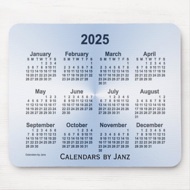 Tapis De Souris Calendrier bleu acier 2025 par Janz Mouse Pad (Devant)
