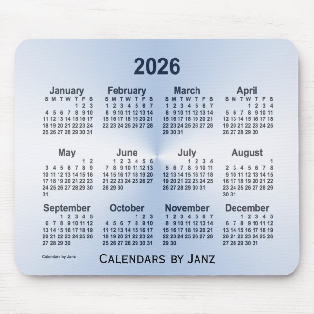 Tapis De Souris Calendrier bleu acier 2026 par Janz Mouse Pad (Devant)