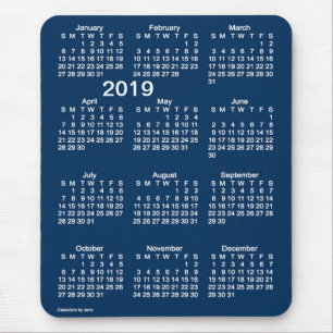 Tapis De Souris Calendrier bleu de gros caractères de boîte de