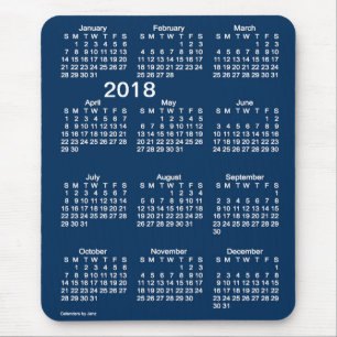 Tapis De Souris Calendrier bleu de gros caractères de boîte de
