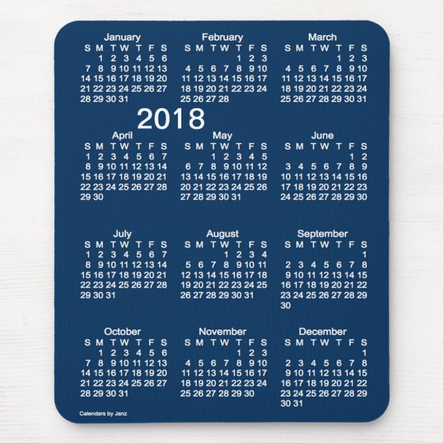 Tapis De Souris Calendrier bleu de gros caractères de boîte de (Devant)