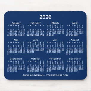 Tapis De Souris Calendrier bleu et blanc de la Marine