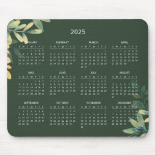 Tapis De Souris Calendrier Botanique Simple Élégant 2025   Tapis d