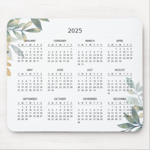Tapis De Souris Calendrier Botanique Simple Élégant 2025 Tapis d