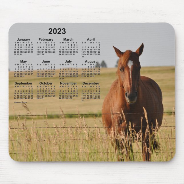 Tapis De Souris Calendrier Cheval 2023 par Janz (Devant)