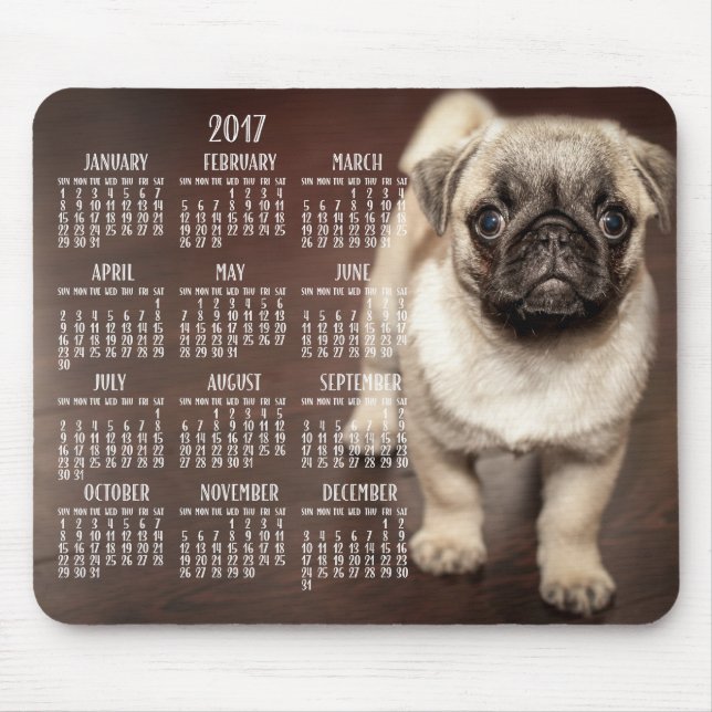 Tapis De Souris Calendrier Chien 2017 Souris Pad Cute Chiot (Devant)