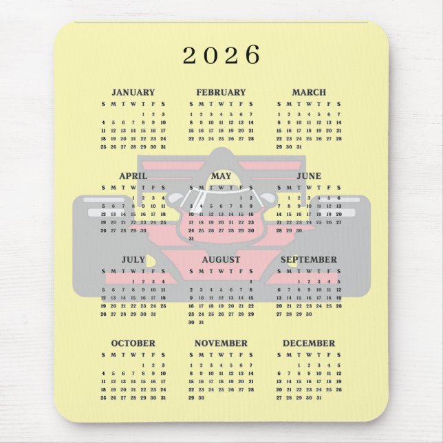 Tapis de souris Calendrier Conception de voiture d (Devant)