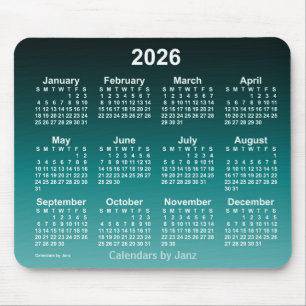 Tapis De Souris Calendrier Cyan Neon 2026 défraîchi par Janz Mou