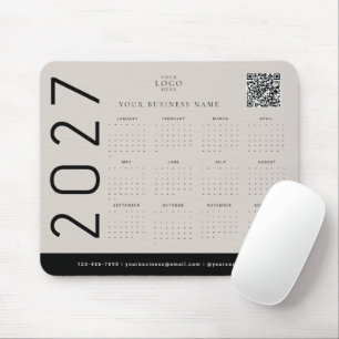 Tapis De Souris Calendrier d'affaires Logo Entreprise Noir Beige 2