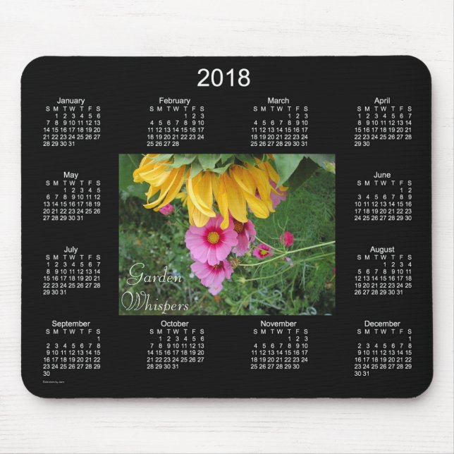 Tapis De Souris Calendrier de 2018 chuchotements de jardin par le (Devant)