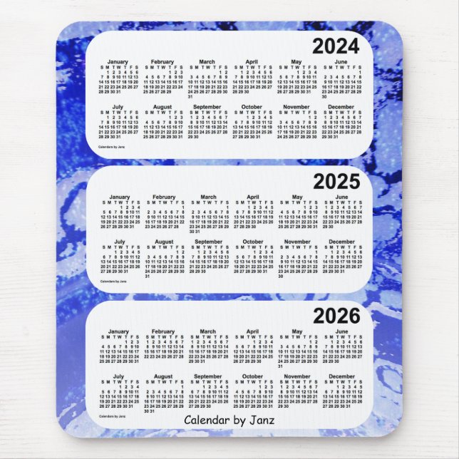 Tapis De Souris Calendrier de 3 ans 2024-2026 Blue Galaxy par Janz (Devant)