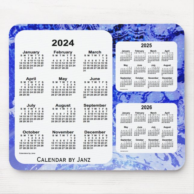 Tapis De Souris Calendrier de 3 ans 2024-2026 Blue Galaxy par Janz (Devant)