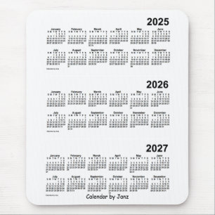 Tapis De Souris Calendrier de 3 ans 2025-2027 blanc par Janz