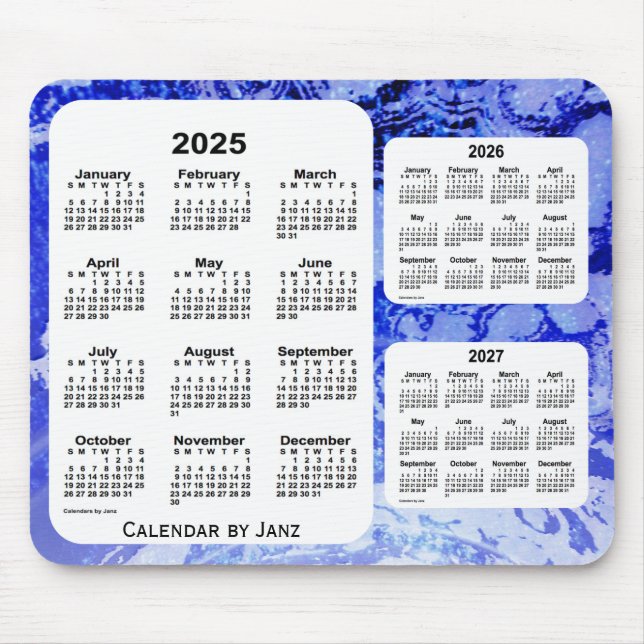 Tapis De Souris Calendrier de 3 ans 2025-2027 Blue Galaxy par Janz (Devant)