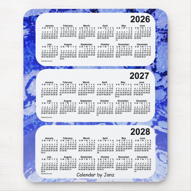 Tapis De Souris Calendrier de 3 ans 2026-2028 Blue Galaxy par Janz (Devant)