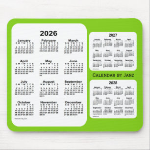 Tapis De Souris Calendrier de 3 ans Jaune vert 2026-2028 par Janz
