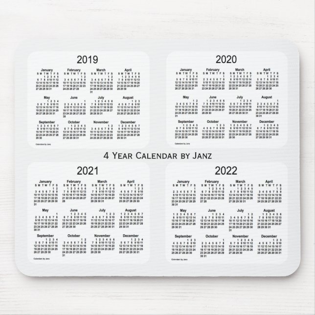 Tapis De Souris Calendrier de 4 ans 2019-2022 sur la fumée blanche (Devant)