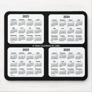 Tapis De Souris Calendrier de 4 ans 2023-2026 noir et blanc par Ja