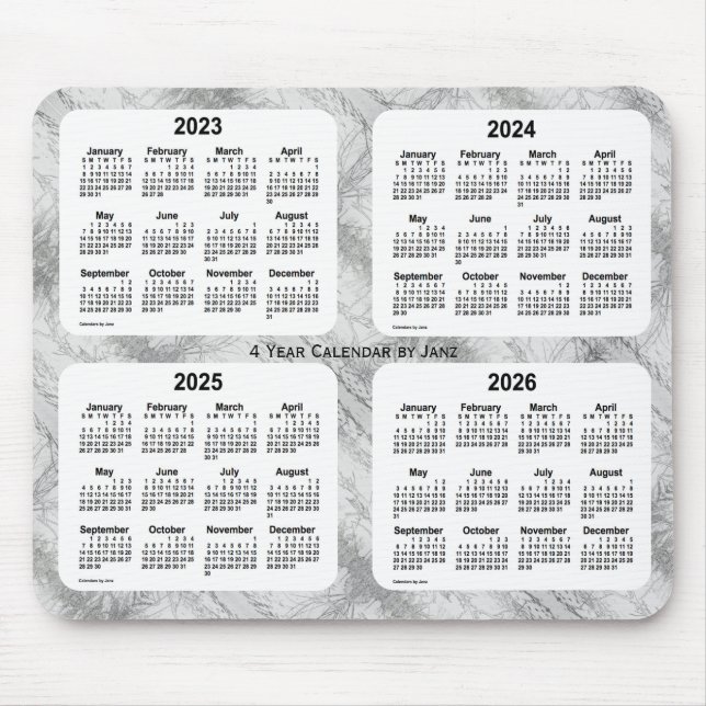 Tapis De Souris Calendrier de 4 ans 2023-2026 Textile Grey par Jan (Devant)