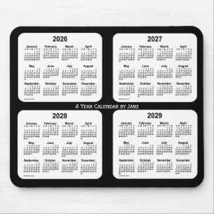 Tapis De Souris Calendrier de 4 ans 2026-2029 noir et blanc par Ja