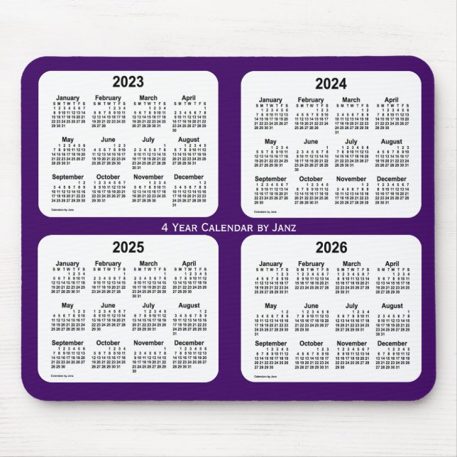 Tapis De Souris Calendrier de 4 ans violet 2023-2026 par Janz Mous (Devant)