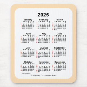 Tapis De Souris Calendrier de 52 semaines du blé 2025 par Janz