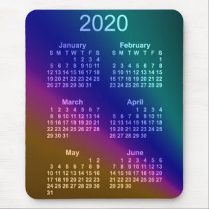 Tapis De Souris Calendrier de 6 mois Aurora 2020 par Janz