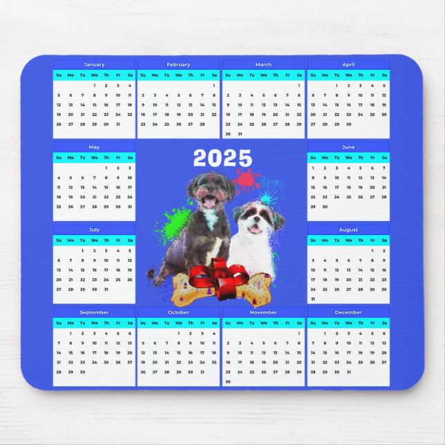 Tapis De Souris Calendrier de Chien Tzu Chih Cute Personnalisé (Devant)