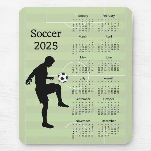 Tapis De Souris Calendrier de football 2025 (Devant)