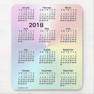 Tapis De Souris Calendrier de gros caractères de 2018 miroitements